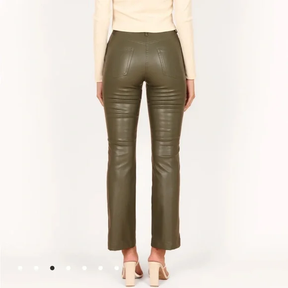 Green Faux Leather Pants - Picture 3 of 6